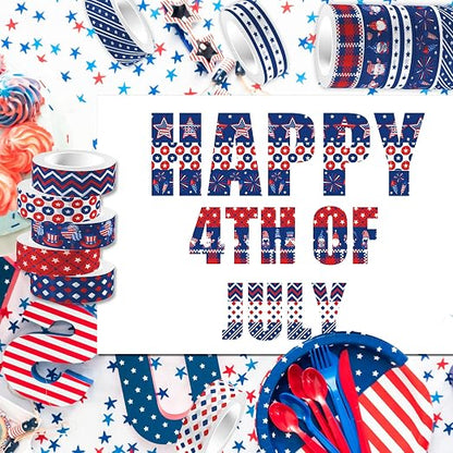 Washi Tape 12 Rolls Washi Tape Set Patriotic Packing Tape American Flag Washi - Image 4