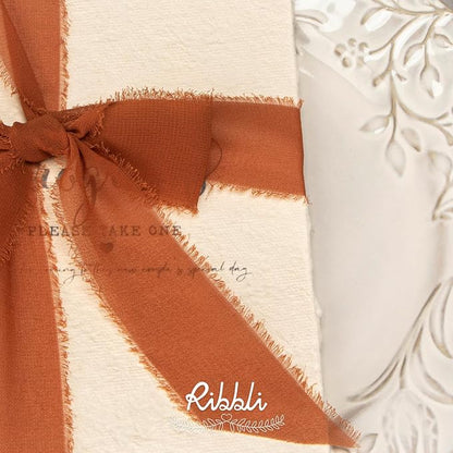 Ribbli Terracotta Chiffon Ribbon 1-1/2 inch x 20 Yard Handmade Fringe Chiffon - Image 5