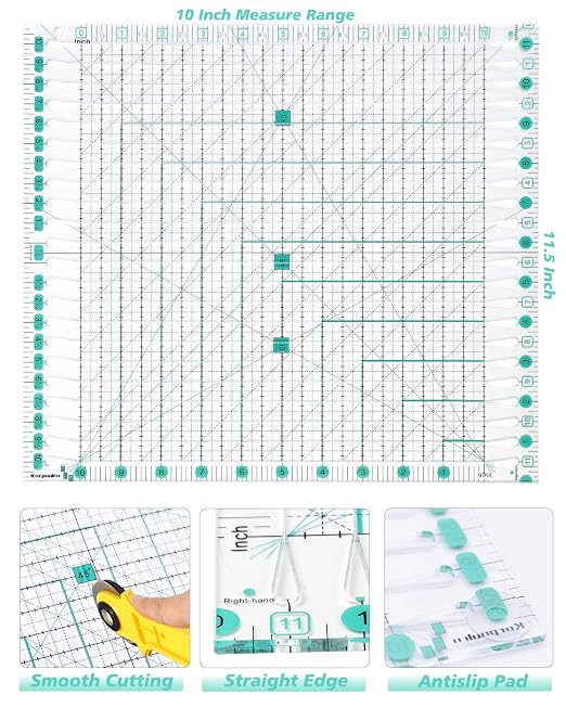 Quilting Ruler for Precise Fabric Cutting 11.5" x 10.5" Quilt Rulers Quilting - Image 2