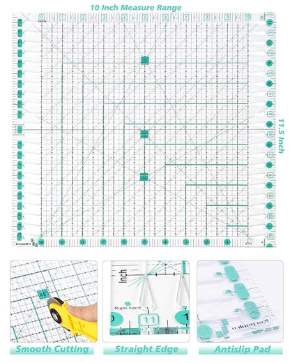 Quilting Ruler for Precise Fabric Cutting 11.5" x 10.5" Quilt Rulers Quilting - Image 2