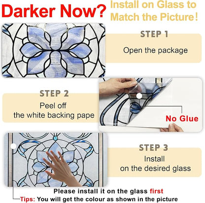 3D Stained Glass Window Privacy Film, Heat Control UV Blocking Static Cling - Image 4