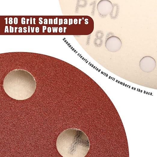 180 Grit 5 Inch Sanding Discs Hook and Loop Sandpaper - Image 2
