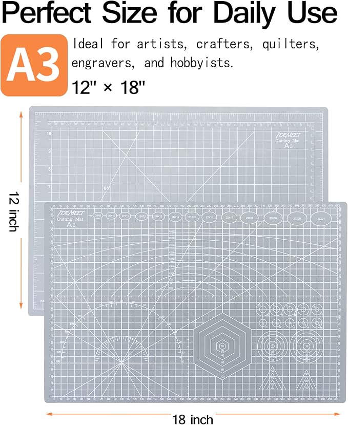 Density-upgraded 18"x12" Self Healing Cutting Mat, Idemeet Rotary Sewing Mat - Image 2
