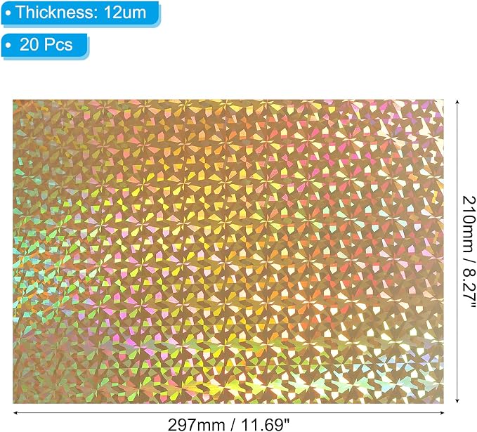PATIKIL 11.7x8.3" Hot Stamping Foil Paper Sheet, 20 Sheets A4 Heat Transfer Hot - Image 2