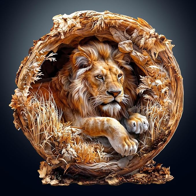 KAAYEE Wooden Puzzles for Adults, 3D Vision Effect Lion King Wooden Jigsaw by KAAYEEDirect