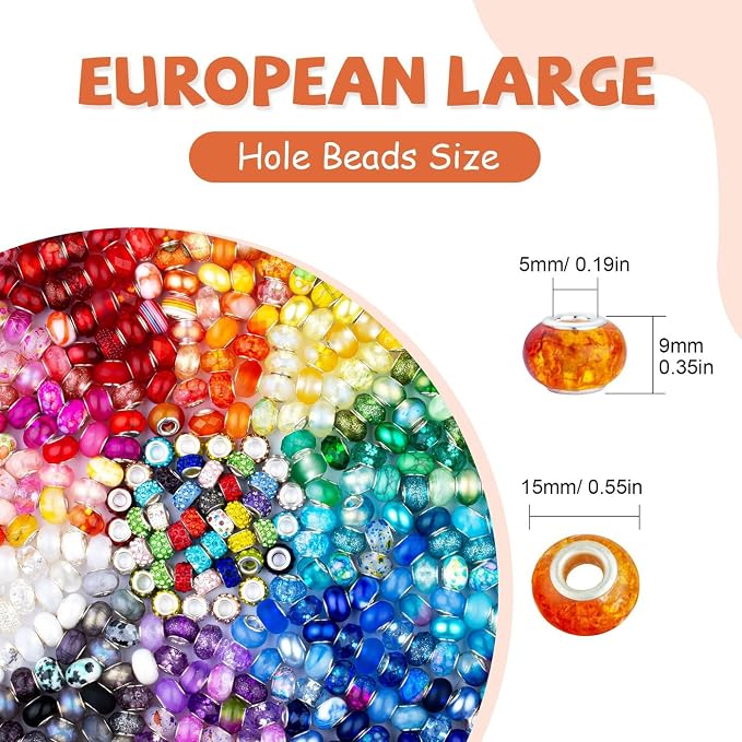 LAIDANLA Rainbow Large Hole Beads, Loose Beads - Image 3
