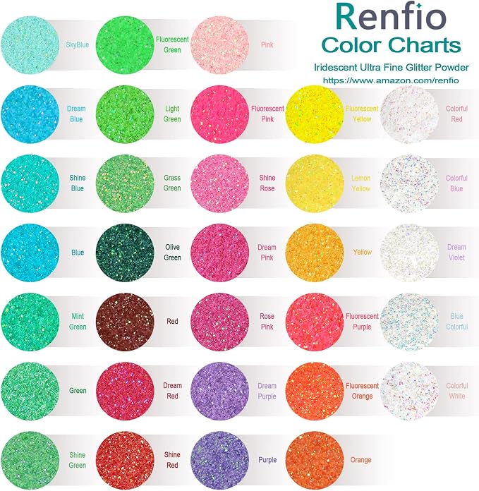 Renfio Iridescent Ultra Fine Glitter Powder Resin Supplies Glitters 1.94 Oz PET - Image 5