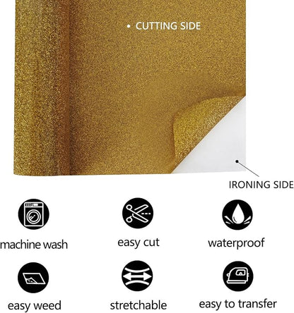 FUNKAKA Glitter Golden HTV Heat Transfer Vinyl Rolls - Image 3