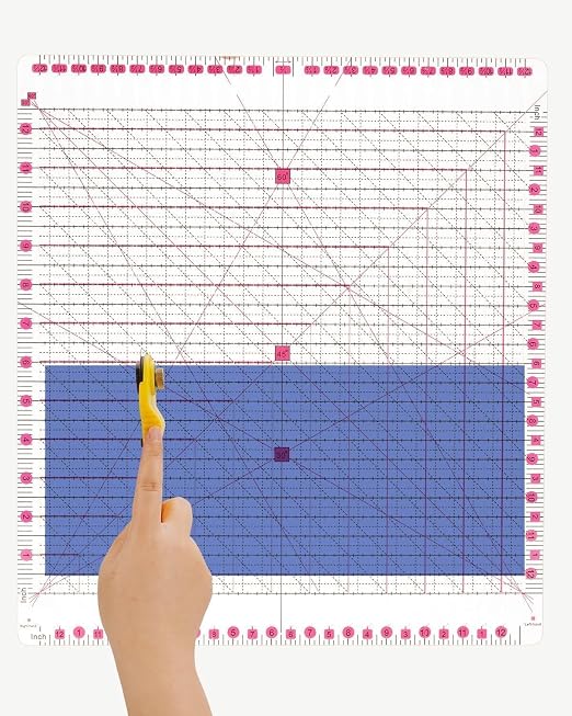 12.5 * 12.5" Quilting Ruler, Square Sewing Ruler, Durable 4mm Thick Slotted by Bondream
