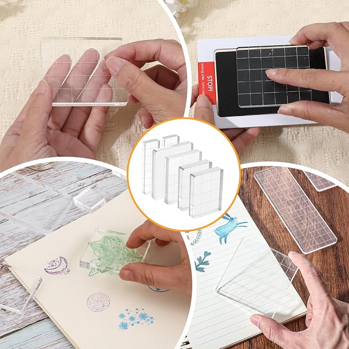 6 Pcs Acrylic Stamping Block Square Clear Stamping Block Tools - Image 5