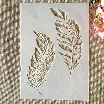 TIAMECH A4 Reusable Two Feathers Stencil - Image 2