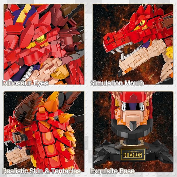 JMBricklayer Dragon Set for Adults 70105, Cool Animals Model Dragon Head - Image 3