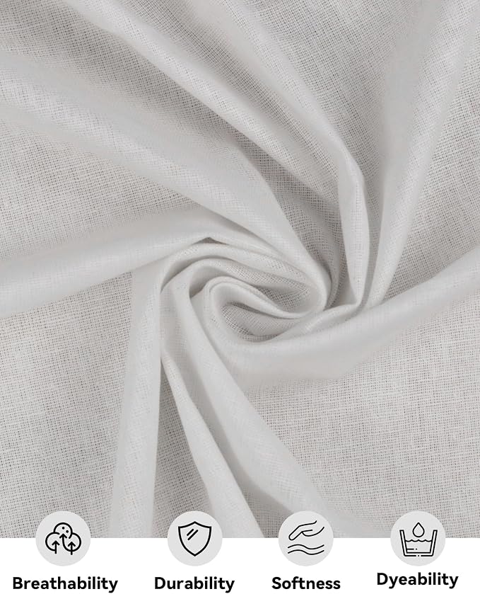 HOTGODEN Medium Weight 100% Cotton Muslin Fabric: 59 inch x 10 Yards Bleached - Image 2