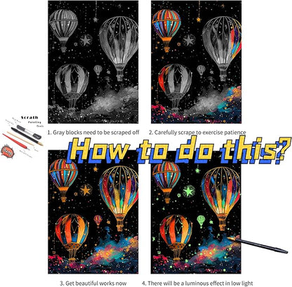 Scratch Paper Art for Adults-Glow in The Dark Scratch Painting Craft Kit|DIY - Image 3