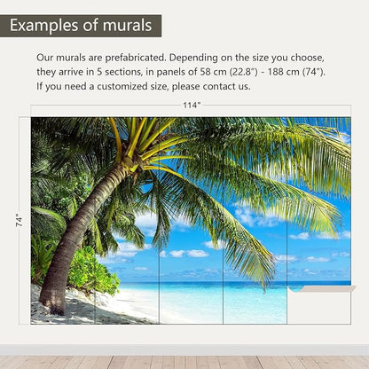 AFZEVEB-Beach Wall Mural Tropical Palm Tree Landscape Wallpaper - Image 3