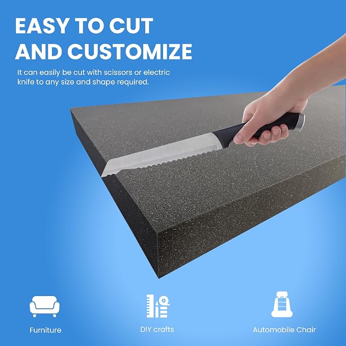 QOMFY 2" Height x 12" Width x 48" Length Charcoal Upholstery Foam Sheet | Made - Image 5