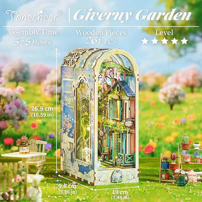 Tonecheer DIY Book Nook Kit for Adults, 3D Puzzle Wooden Miniature House Kit - Image 2