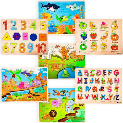 7 Pack Wooden Puzzles for Toddlers 2 3 4 5 Years Old - Image 5