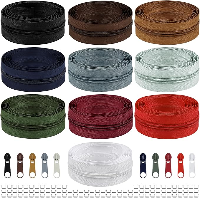 DOITEM 22.2 Yards/ 20 m 10 Pieces Assorted Colors #5 Nylon Coil Zippers - Image 9