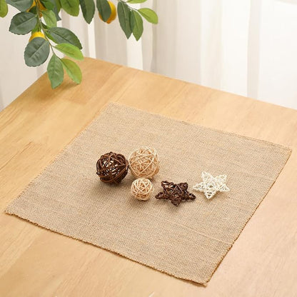 Preboun 5 Pcs Burlap Squares Multipurpose Natural Burlap Placemats Bulk - Image 2