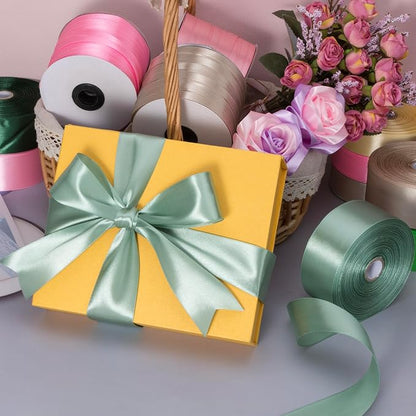1 1/2 Inch Sage Green Solid Satin Ribbon, 50 Yards Craft Fabric Ribbon - Image 5