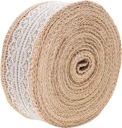 Mandala Crafts Burlap and Lace Ribbon 1.5 Inches Wide Jute Ribbons - Image 3