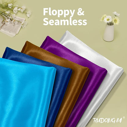 RUDONG M Aqua Blue Satin Fabric by The Yard, 5 Yard x 60 Inch Wide Silky - Image 2