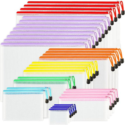 32pcs Mesh Zipper Pouch Bags, 8 Sizes, 8 Colors Zipper Pouches by VVCOIIROEI