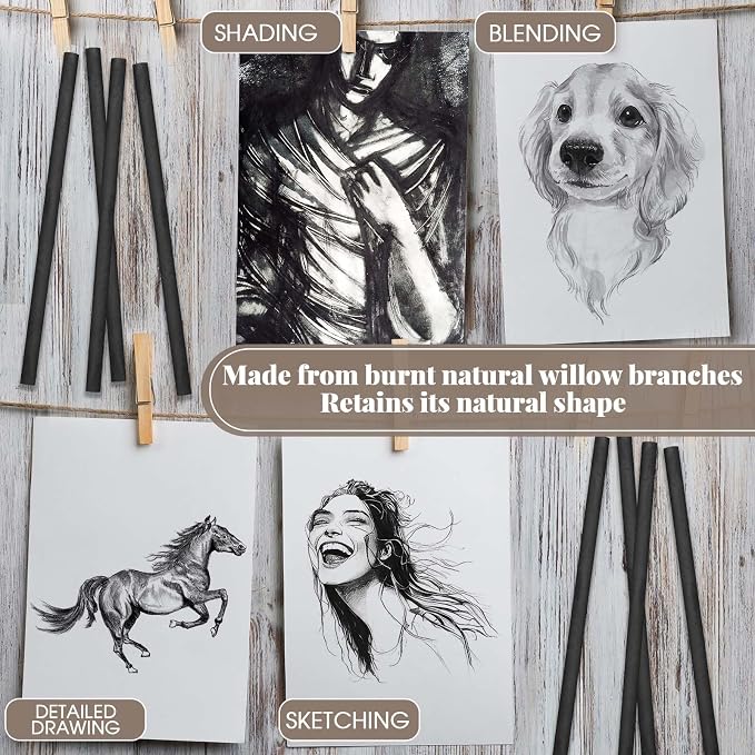 Gueevin 50 Pcs Willow Charcoal Sticks, Willow Charcoal, and Fine Art Christmas - Image 6