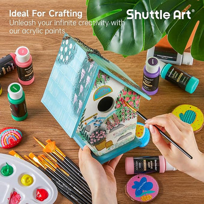 72 Pack Acrylic Paint Set, Shuttle Art 60 Colors Acrylic Paint Including Extra - Image 8