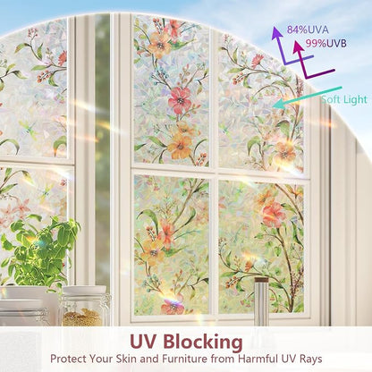 NINETREX Window Privacy Film, Stained Glass Window Film, Rainbow Decorative - Image 2