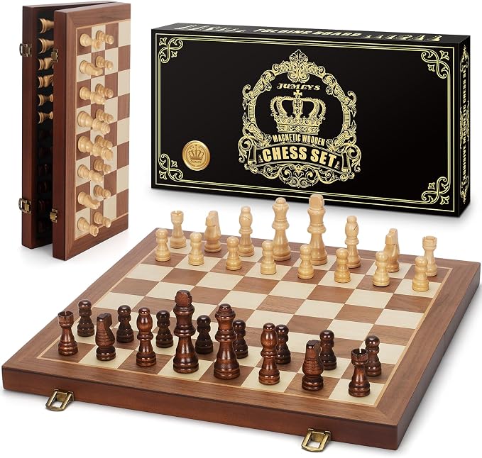 Magnetic Wooden Chess Set, Portable Travel Chess Set by Jumlys