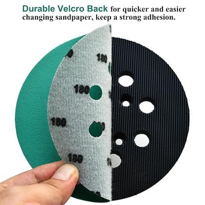 5-Inch 8-Hole Wet Dry Sanding Discs 180 Grit, Polyester Film Backed Heavy-Duty - Image 5