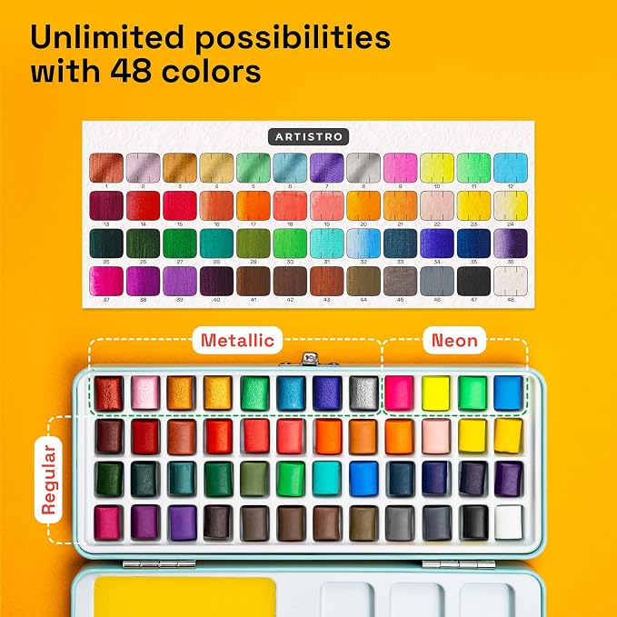 ARTISTRO Watercolor Paint Set Portable, Palette Set - Image 3