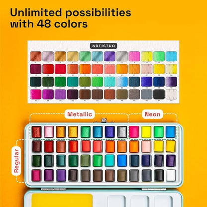 ARTISTRO Watercolor Paint Set Portable, Palette Set - Image 3