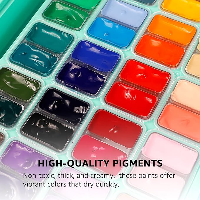 HIMI Gouache Paint Set, 48 Colors x 0.4oz, Twin Cup Jelly Design, bouns 3 - Image 5