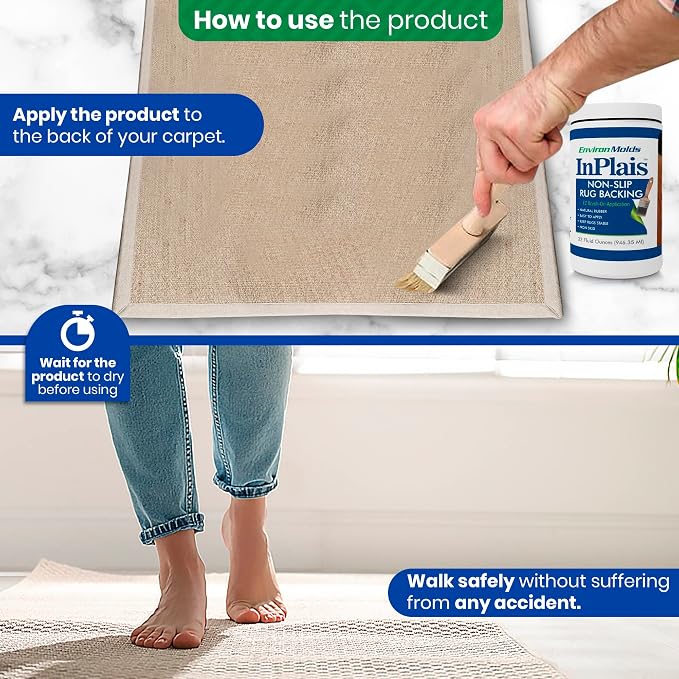 InPlais Non-Slip Area Rug Backing 1-Gallon Fabric & Floor Safe Latex Layer | - Image 4