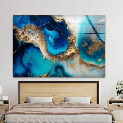 My Photostation.com 48Wx32H'' Blue Alcohol ink Glass Wall ArtTempered Glass - Image 8