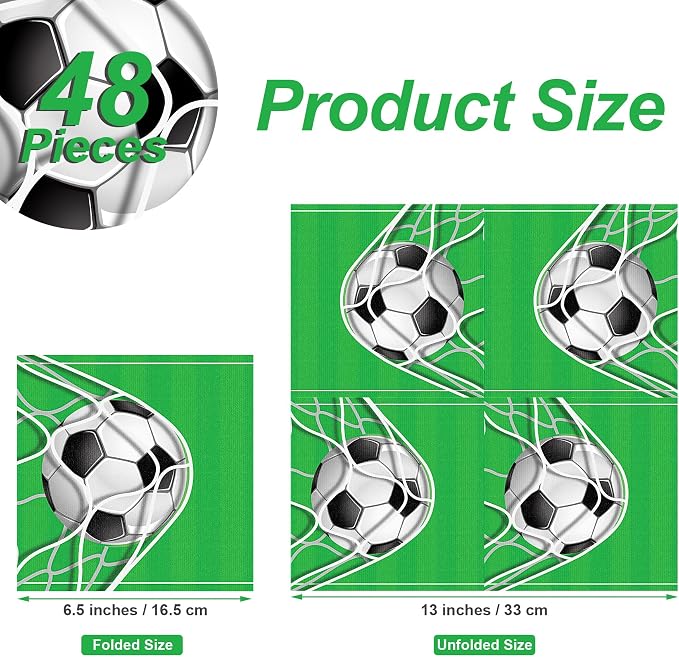 Aodaer 48 Pieces Soccer Paper Napkins Disposable Football Party Napkins Sports - Image 2