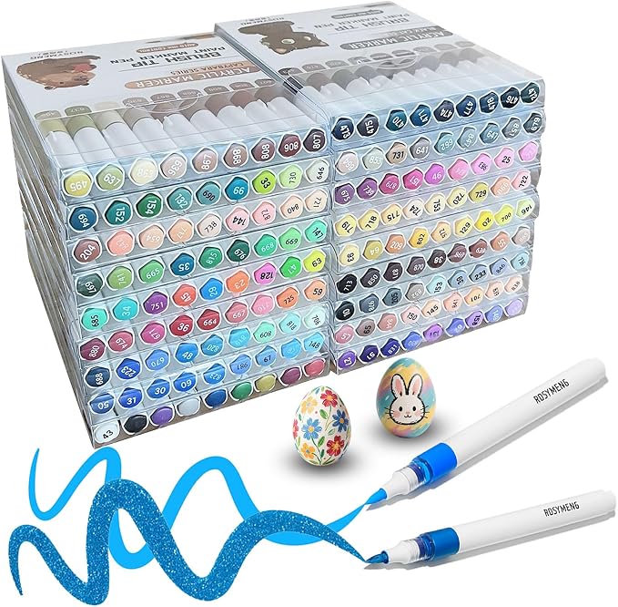 ROSYMENG Acrylic Paint Markers, 154 Colors + 8 Metal Colors by Unknown