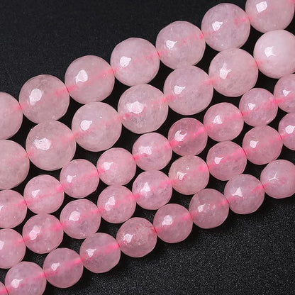 60pcs 6mm Natural Rose Pink Quartz Crystal Faceted Stone Beads - Image 2