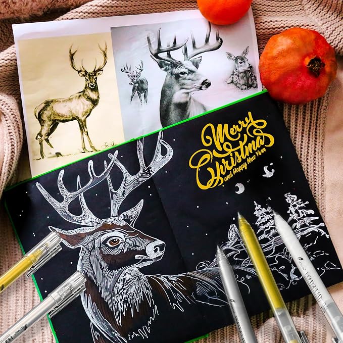 0.8mm Extra Fine Point 3 Colors Gel Pen Set White, Bullet Journaling & Holiday - Image 4