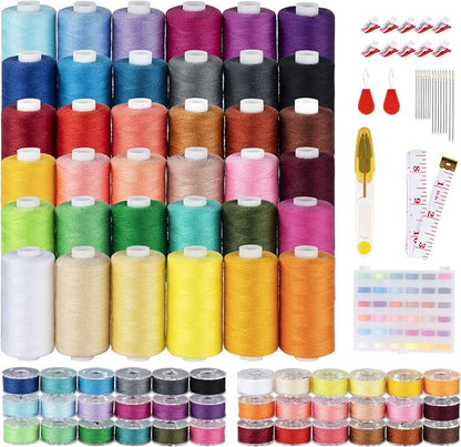 ilauke 72 Pcs Sewing Thread 700 Yards, 36 Colors Prewound Bobbins Thread by Visittheilauke