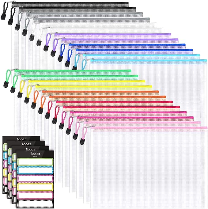 Sooez 24 Pack Mesh Zipper Pouch by Sooez
