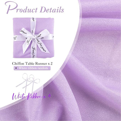 2 Packs Lavender Chiffon Table Runner 30 x 120 Inches Romantic Sheer Fabric - Image 2