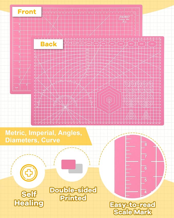 Density-upgraded 18"x12" Self Healing Cutting Mat, Idemeet Rotary Sewing Mat - Image 4