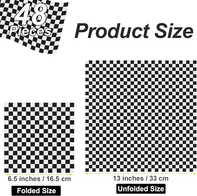 Aodaer 48 Pieces Race Car Paper Napkins Disposable Checkered Flag Napkin Racing - Image 2