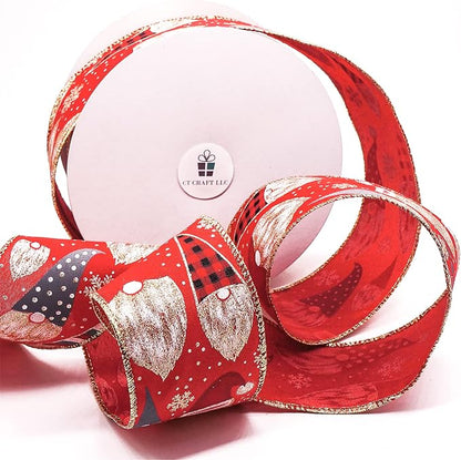 CT CRAFT LLC Red Satin with Elf Christmas Wired Ribbon 2.5 Inch x 25 Yards - Image 2