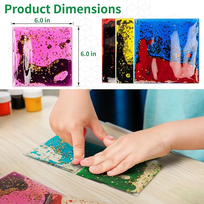 LONGKING 8-Pack Liquid Tiles for Kids, Soft Gel Liquid Sensory Toys for - Image 2