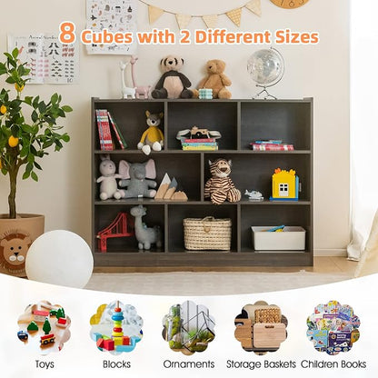 KOTEK Toy Storage Organizer, 8 Cubby Kids Bookshelf, Wooden 4-Tier Bookcase - Image 3